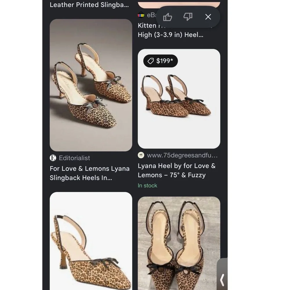 For Love & Lemons Lyana Leopard Print Slingback Kitten Heels Bow Pointed Toe 37